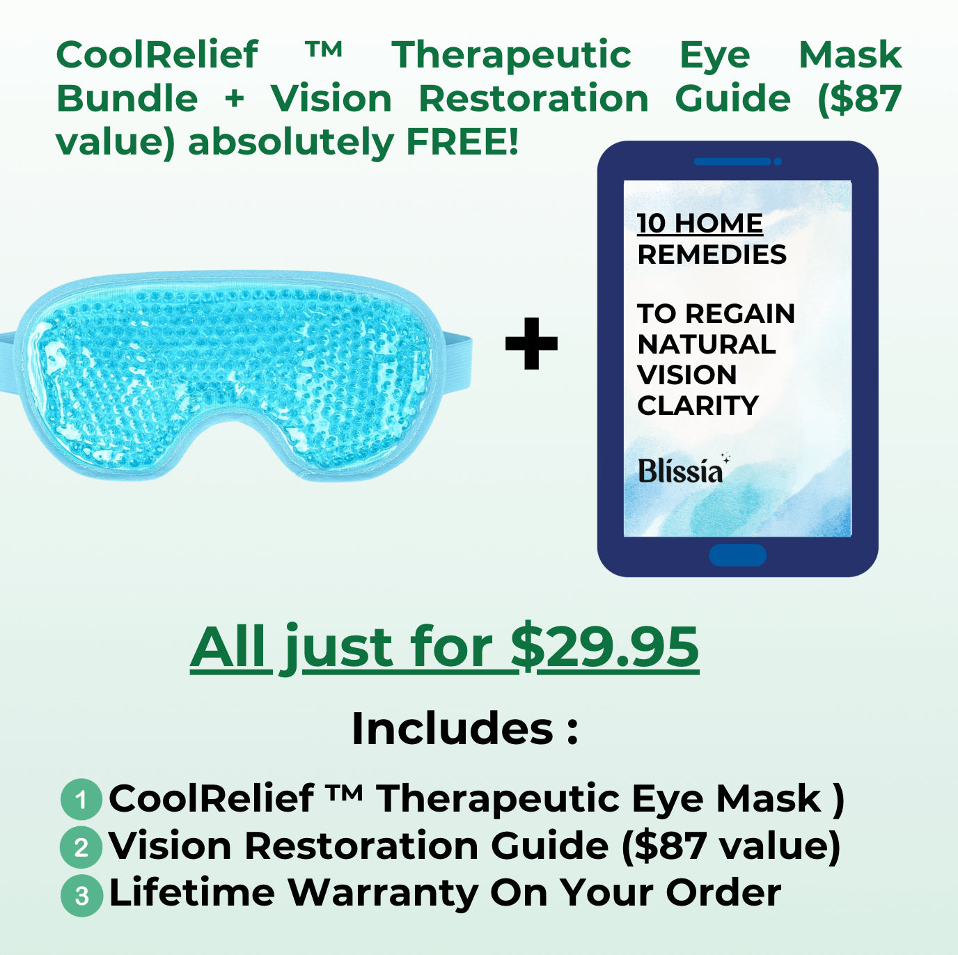 CoolRelief Therapeutic Eye Mask™ + Vision Restoration Guide™ ($87 value)